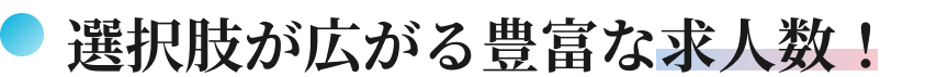 選択肢が広がる豊富な求人数！